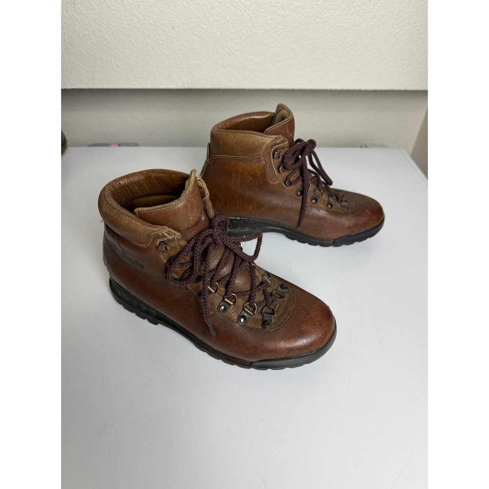 Vintage Raichle Brown Leather Hiking Boots Made in Switzerland Lug Sole Mens